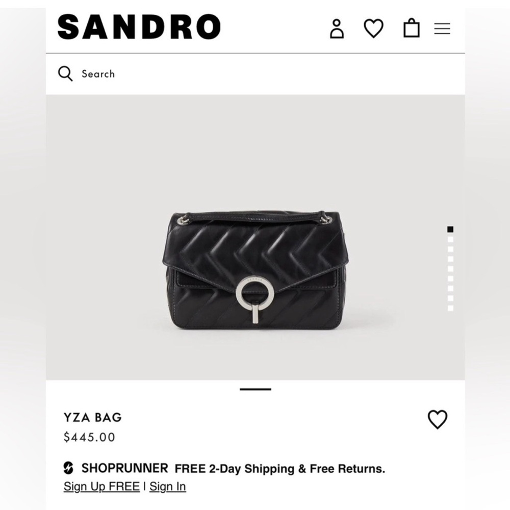 SANDRO YZA bag black leather silver chain